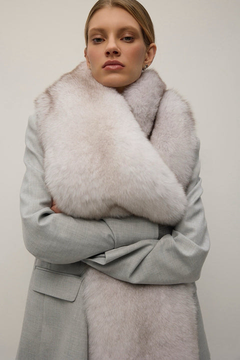 Natural White Fox Fur Scarf