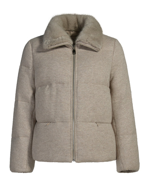 Wool Puffer with Mink Fur