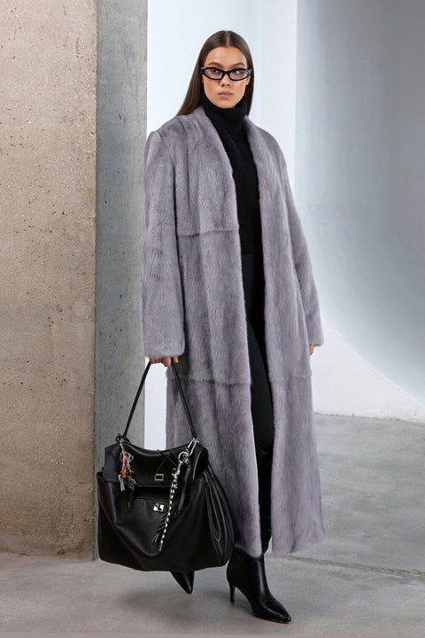 Long Grey Mink Fur Coat