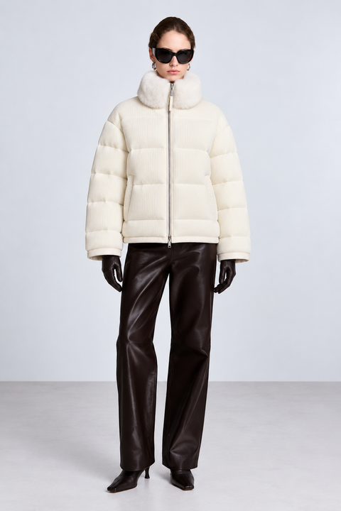 Down Wool Jacket with Mink