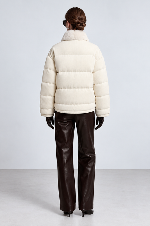 Down Wool Jacket with Mink