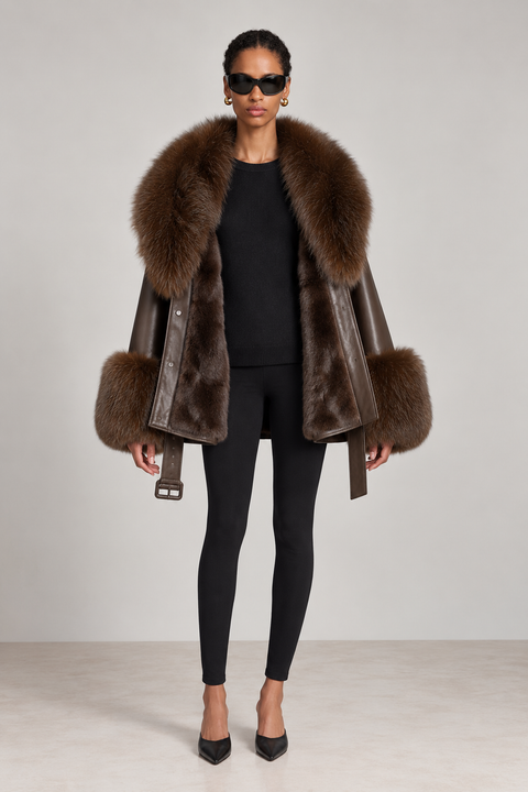 Veste Allegra en cuir noir