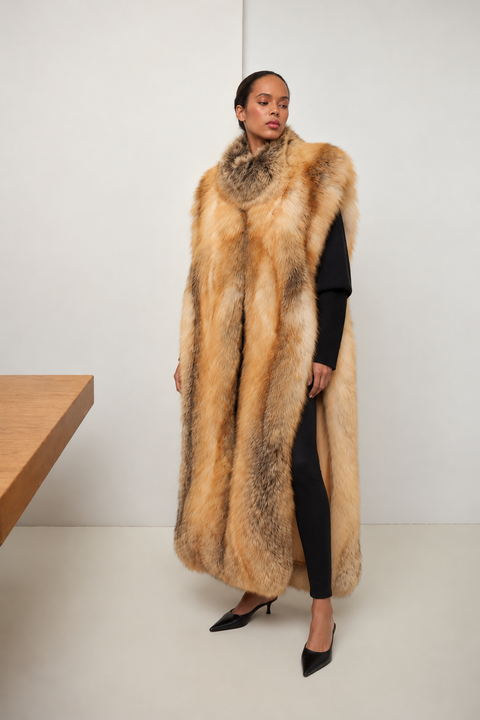 Maxi Gold Fox Fur Vest