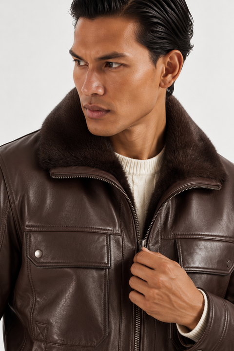 Leather Jacket with Mink Fur Lining