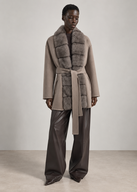 Manteau en laine avec vison