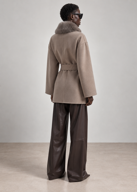 Manteau en laine avec vison