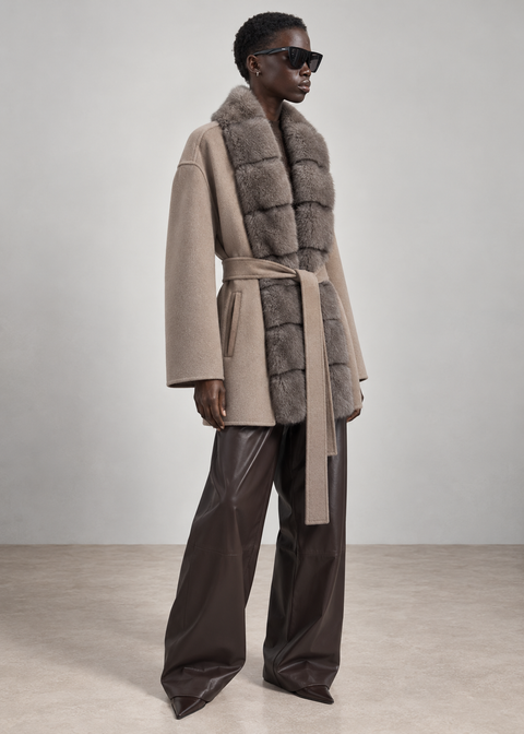 Manteau en laine avec vison