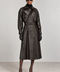 Long trench-coat en cuir véritable