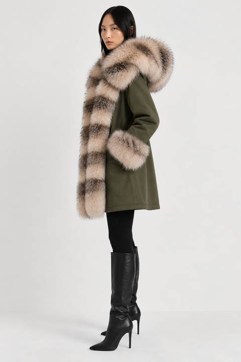 Parka doublée en fourrure de renard