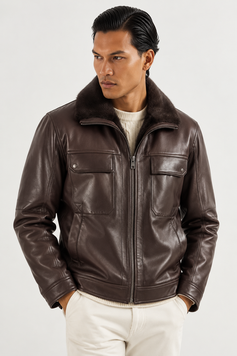 Leather Jacket with Mink Fur Lining