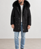 Parka masculina preta com forro de pelo