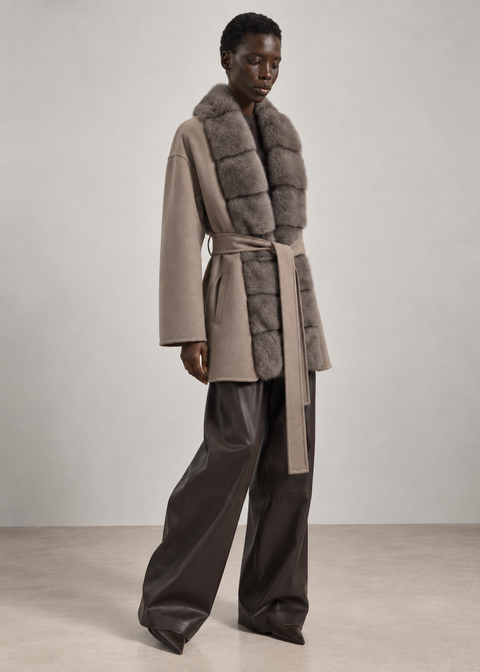 Manteau en laine avec vison