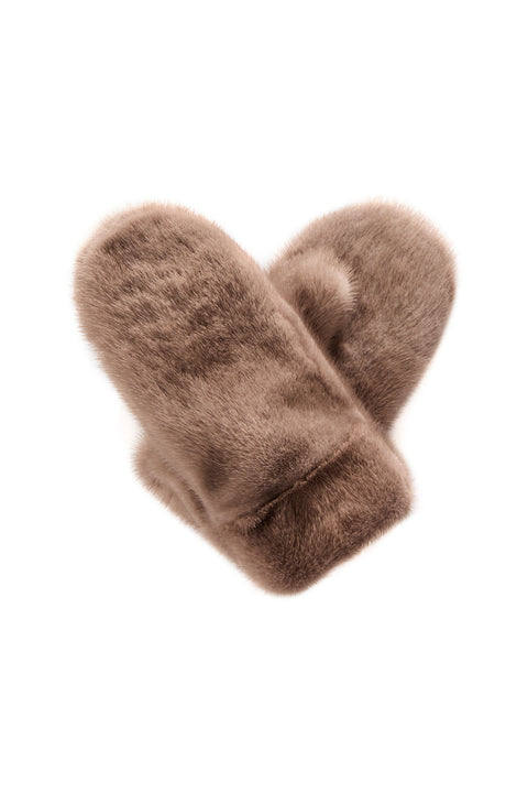 Brown Mink Fur Mittens